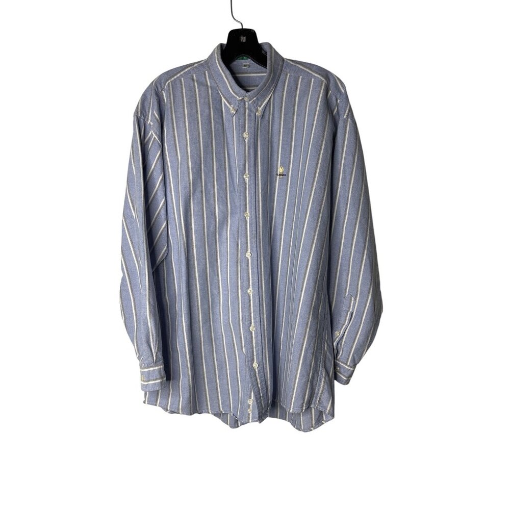 Giordano Men's Blue Stripe Oxford Dress Shirt with Golfer Size XL